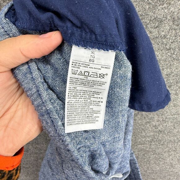 Old Navy Pants Women XL Blue High Rise Flat Front Drawstring Linen Chino Pockets - Picture 7 of 8